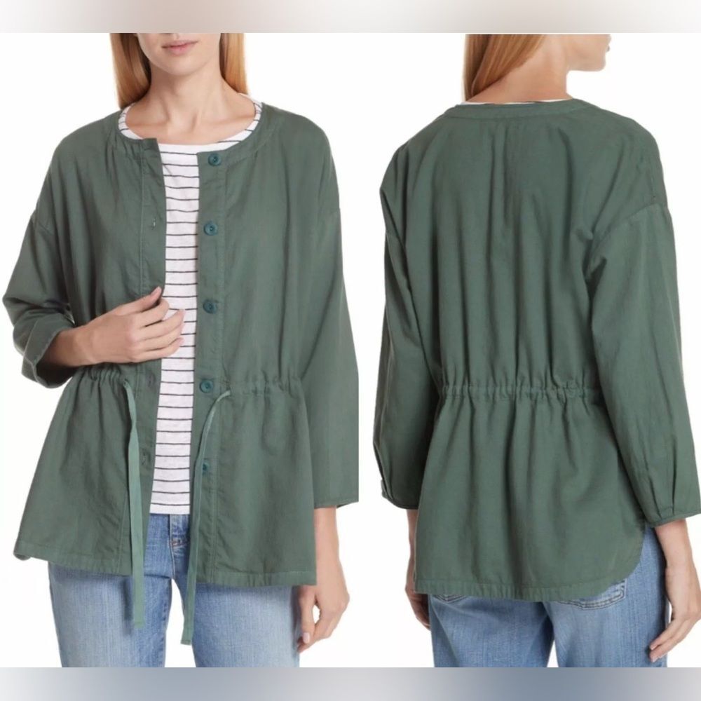 Eileen Fisher NORI  Soft Organic Cotton Twill Shirttail Hem Jacket Petite Small